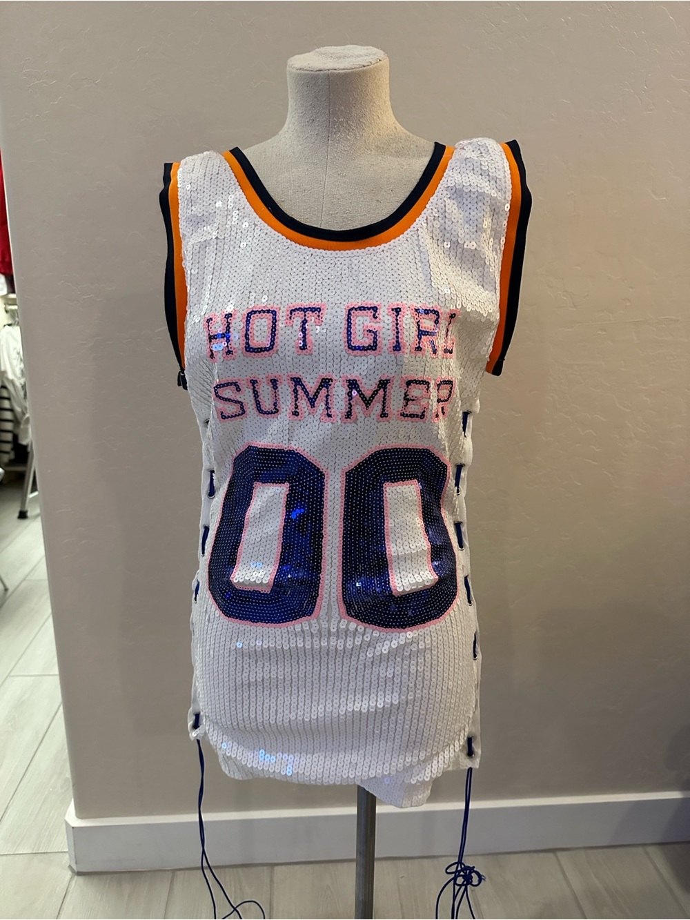 Sequin 'Hot Girl Summer' White Mini Dress - NWOT